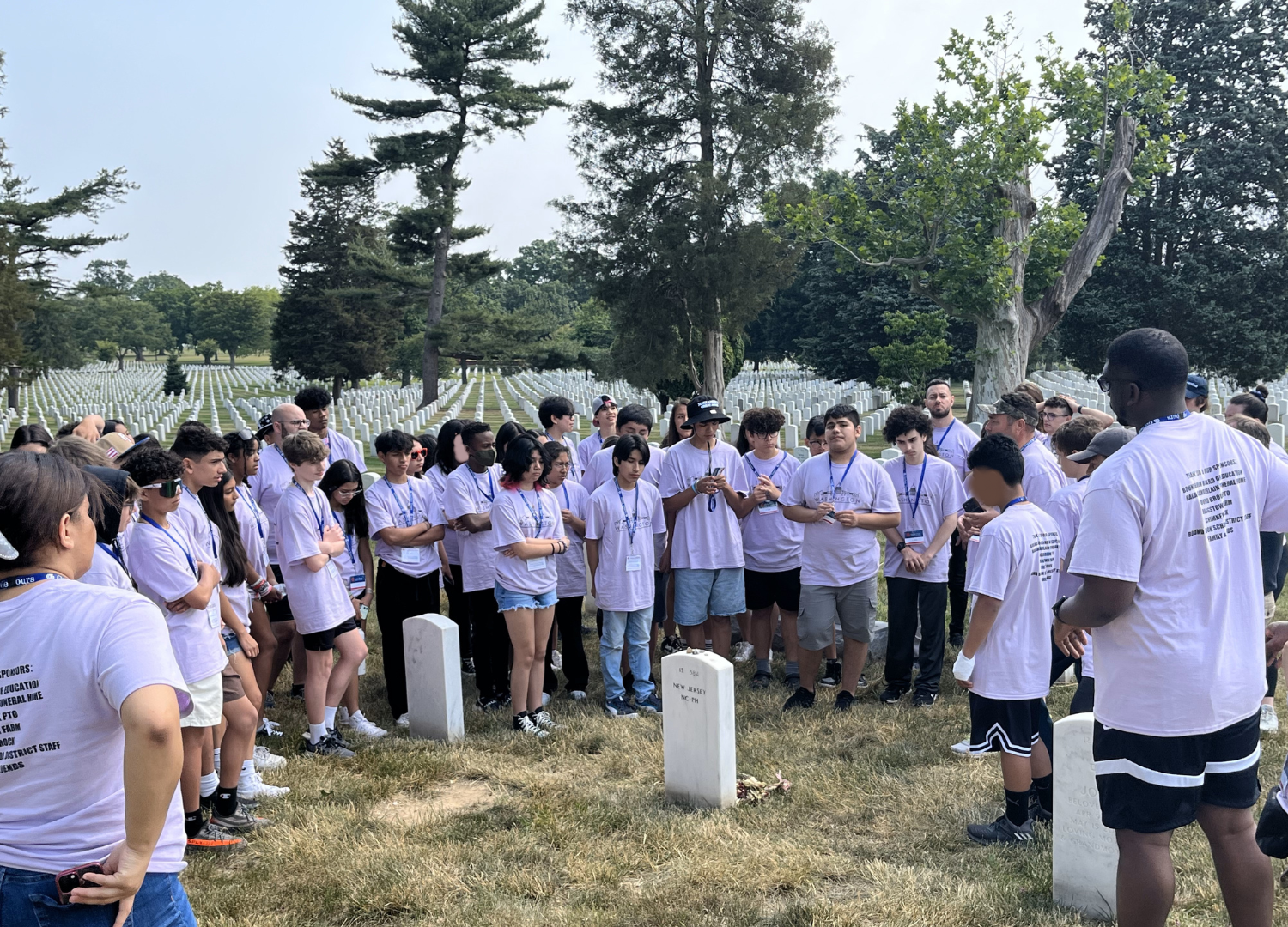 Students visiting Arlington Cemetery and paying their respects.