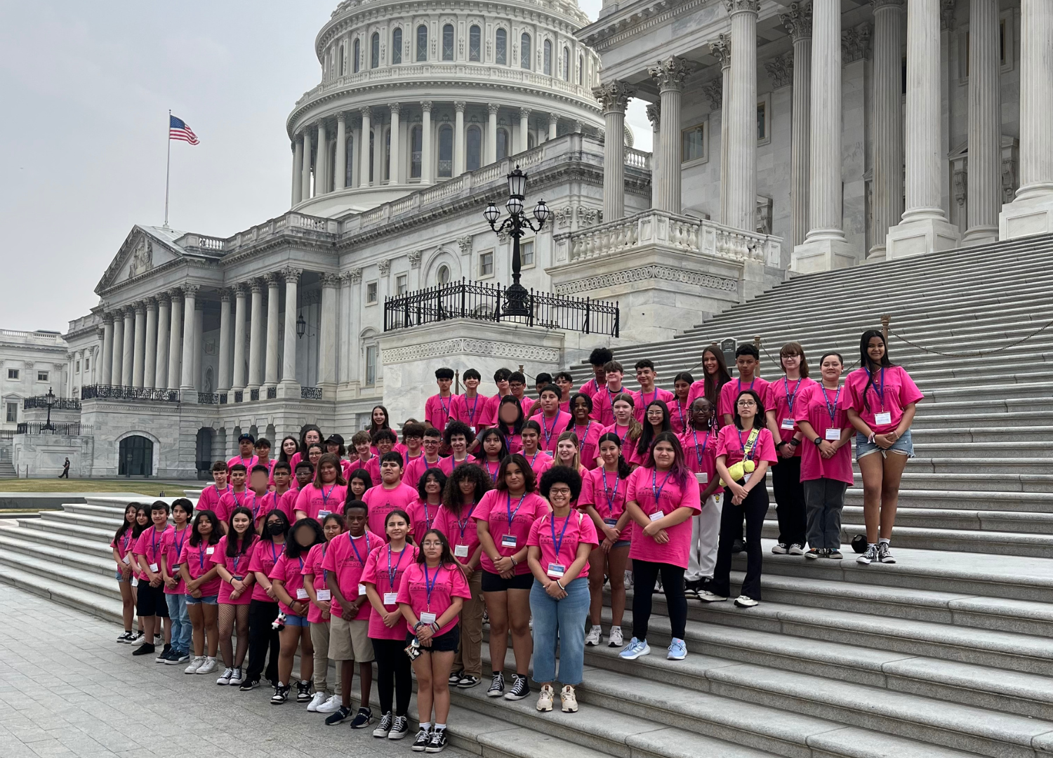 Students pose at Capitol Hill.